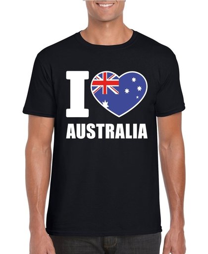 Zwart I love Australie supporter shirt heren - Australisch t-shirt heren XL