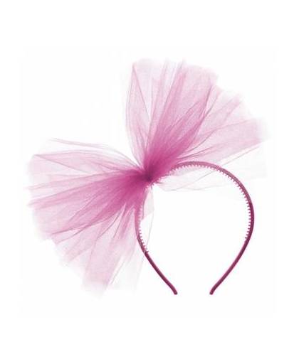 Fuchsia roze tule haarband voor dames