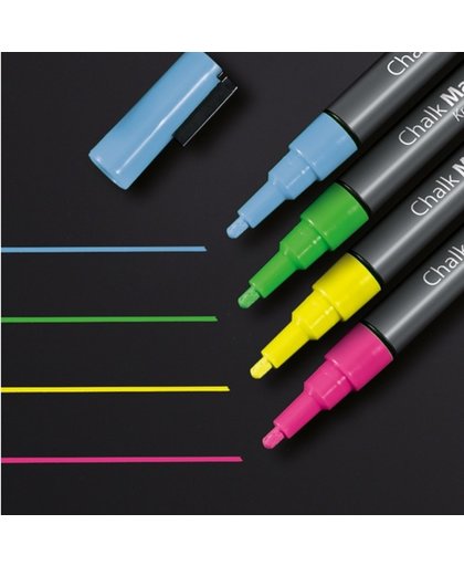 krijtmarker Sigel 1-2mm afwasbaar roze/groen/geel/blauw