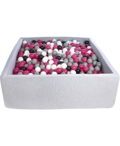 Ballenbak - stevige ballenbad - 120x120 cm - 1200 ballen - wit, roze, grijs, zwart.