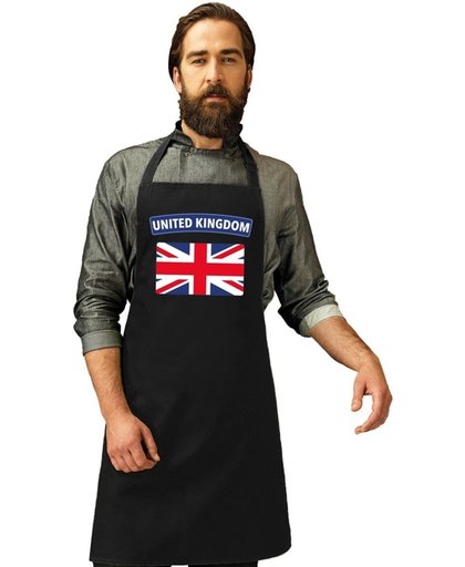 Engelse vlag keukenschort/ barbecueschort zwart heren en dames - United Kingdom schort