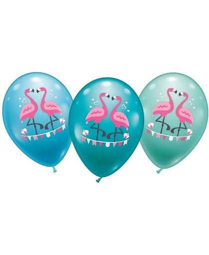 6 Flamingo ballonnen 28 cm - Hawaii / flamingo feestje
