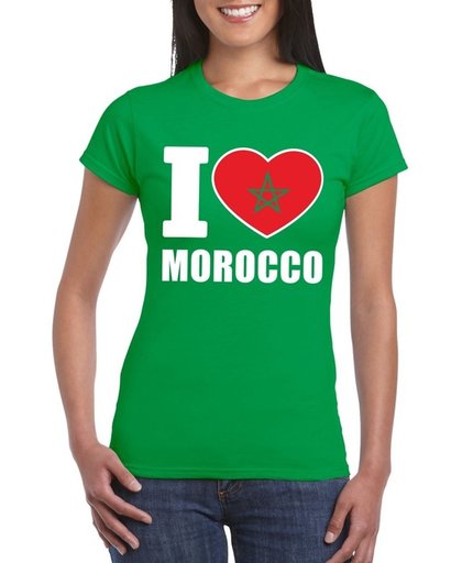Groen I love Marokko supporter shirt dames - Marokkaans t-shirt dames S