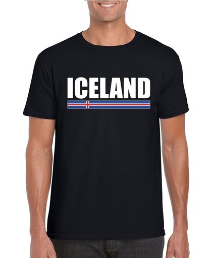 Zwart IJsland supporter t-shirt voor heren - IJslandse vlag shirts S
