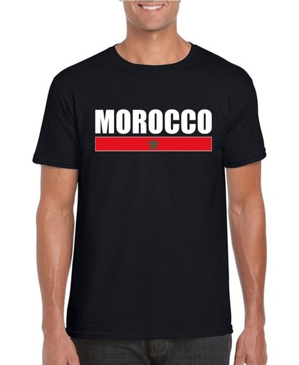 Zwart Marokko supporter t-shirt voor heren - Marokkaanse vlag shirts L