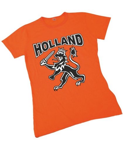 T-shirt Holland voor dames met zwarte leeuw maat XS