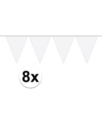 8 stuks Vlaggenlijnen/slingers XXL wit 10 meter
