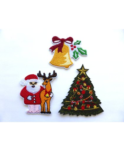 Strijk embleem ‘Kerstman set (3)’ – stof & strijk applicatie