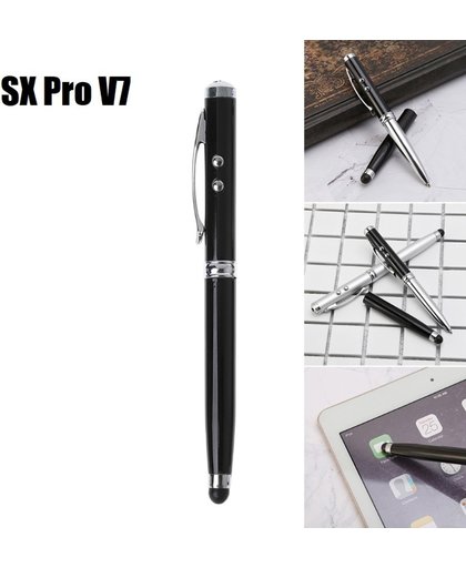 DrPhone - SX Pro V7 Universele Laser Stylus - 4 in 1 Stylus Pen - Balpen, Led lamp, Laserpointer, Stylus pen - Geschikt voor Tablets en Smartphones - Handig tijdens presentaties - Zwart