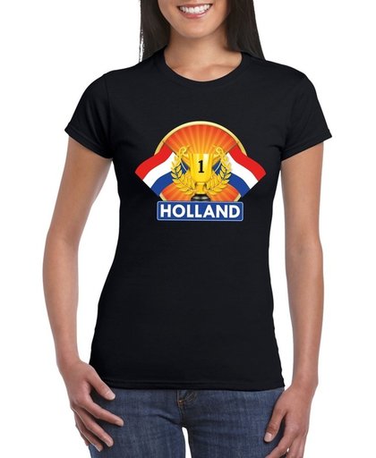 Zwart Nederland kampioen t-shirt dames - Holland supporter shirt S