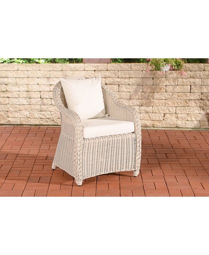 Clp Poly-rotan Wicker tuinstoel / fauteuil FARSUND, aluminium frame, kussens - kleur van rotan wit overtrek creme