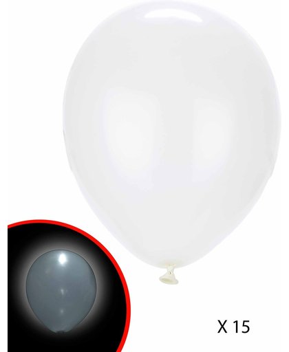 15 witte LED ballonnen Illooms® - Feestdecoratievoorwerp