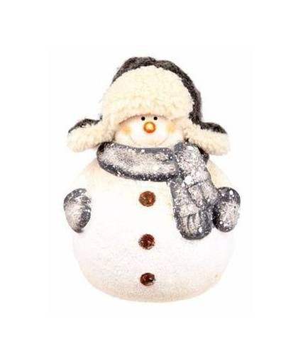 Kerst sneeuwpop beeldje 13 cm met sjaal