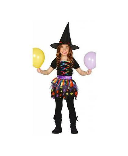 Halloween kostuum kind heks regenboog - maat / leeftijd: 122-134 / 7-9 jaar