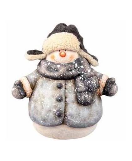 Kerst sneeuwpop beeldje 19 cm met jas