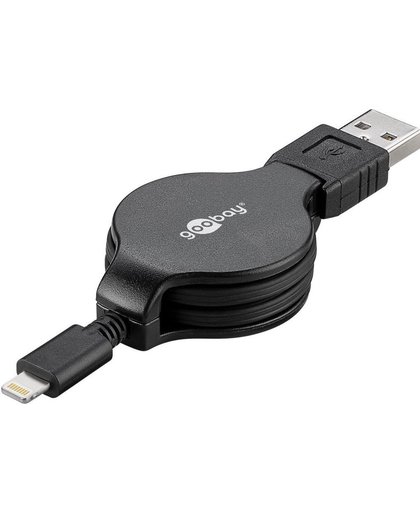 Goobay Lightning naar USB uittrekbare kabel - zwart - 1 meter