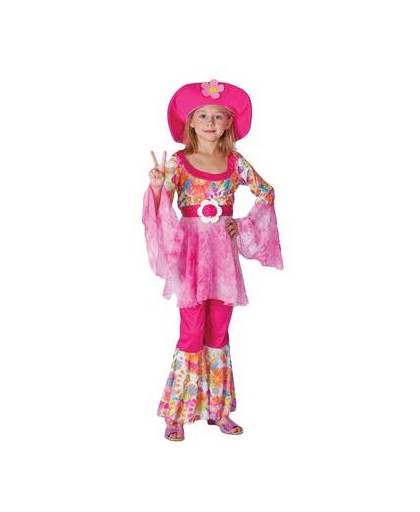 Roze hippie outfit voor meisjes 128 - 6-8 jr