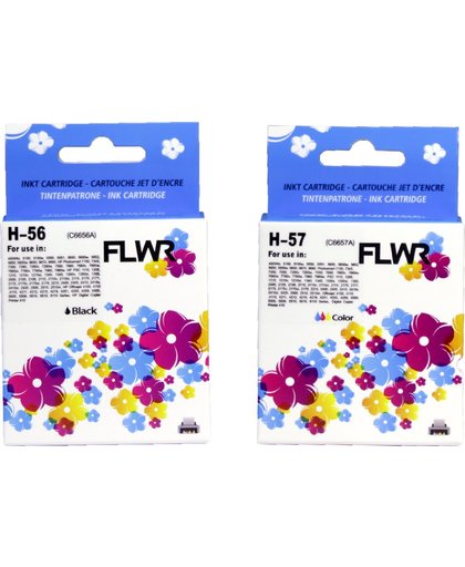 FLWR - Inktcartridge / 56 / 57 multiPack / Zwart en Kleur - geschikt voor HP