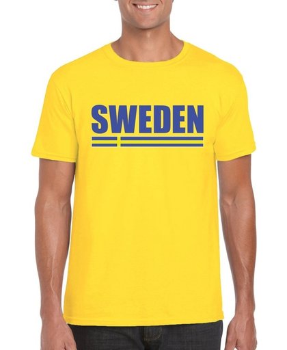 Geel Zweden supporter t-shirt voor heren - Zweedse vlag shirts S