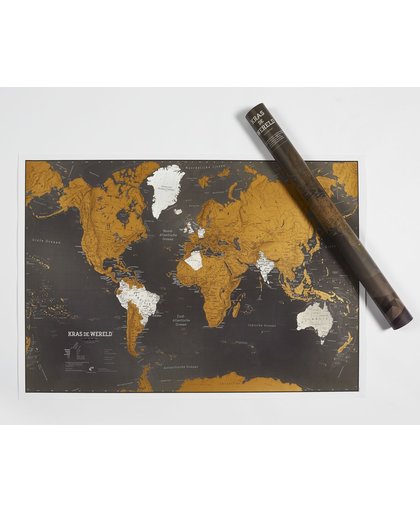 Maps International Kras de Wereld - Wereldkaart - Nederlands - Zwarte Editie