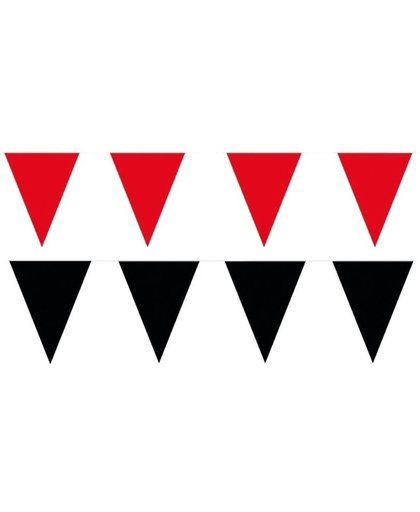 Zwart/Rode feest punt vlaggetjes pakket - 80 meter - slingers / vlaggenlijn