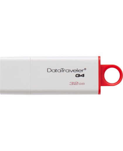 Kingston Technology DataTraveler G4 32GB 32GB USB 3.0 (3.1 Gen 1) USB-Type-A-aansluiting Rood, Wit USB flash drive