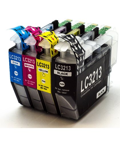 Inktdag Huismerk Brother LC-3213 Inktcartridge Multipack van 4  pack (1 LC-3213 BK zwart, 1 LC-3213 C cyaan, 1 LC-3213 M magenta, 1 LC-3213 Y geel)