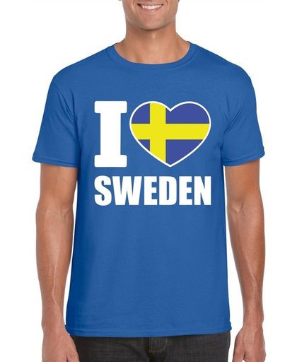 Blauw I love Zweden/ Sweden supporter shirt heren - Zweeds t-shirt heren XL