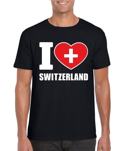 Zwart I love Zwitserland/ Switzerland supporter shirt heren - Zwitsers t-shirt heren XL