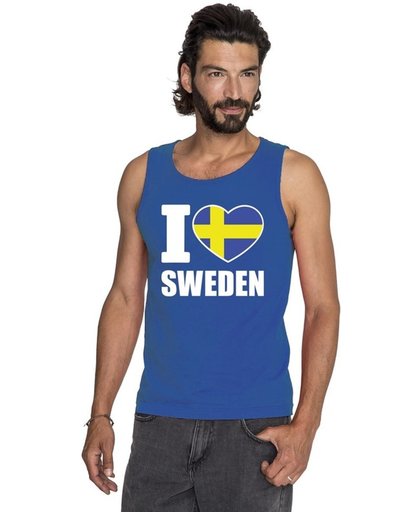 Blauw I love Zweden supporter singlet shirt/ tanktop heren - Zweeds shirt heren L