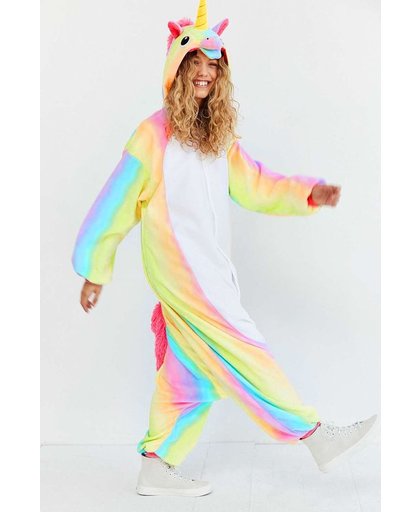 KIMU onesie eenhoorn pak regenboog unicorn kinder kostuum - maat 128-134 - eenhoornpak jumpsuit pyjama