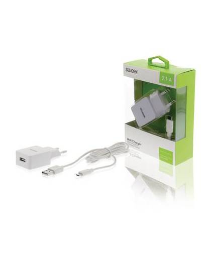Sweex usb stopcontact lader met micro-usb kabel 2.1 a - wit