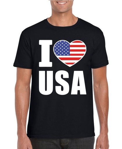 Zwart I love USA - Amerika supporter shirt heren - Amerikaans t-shirt heren L