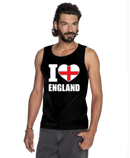 Zwart I love Engeland supporter singlet shirt/ tanktop heren - Engels shirt heren S