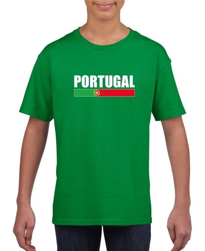 Groen Portugal supporter t-shirt voor heren - Portugese vlag shirts L (146-152)