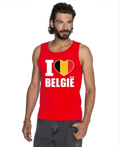 Rood I love Belgie supporter singlet shirt/ tanktop heren - Belgisch shirt heren S
