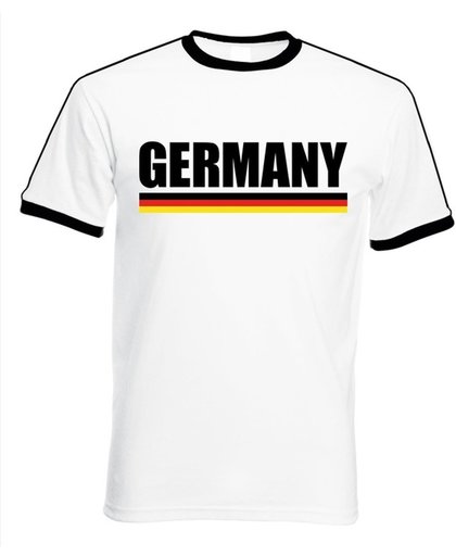 Wit Duitsland supporter ringer t-shirt met zwarte randjes heren - Duitse vlag shirts 2XL