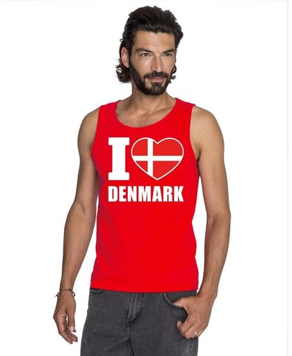 Rood I love Denemarken supporter singlet shirt/ tanktop heren - Deens shirt heren 2XL
