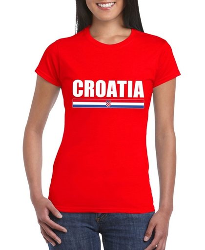 Rood Kroatie supporter t-shirt voor dames - Kroatische vlag shirts M