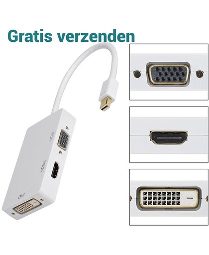 SAiZi 3 in 1 Supersnelle Mini Display port (Thunderbolt) Naar VGA & HDMI & DVI Monitor Kabel / Adapter / Schakelaar / Mini Display Port To VGA Connector / Omvormer Voor Apple / Mac / Macbook