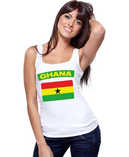 Ghana singlet shirt/ tanktop met Ghanese vlag wit dames L