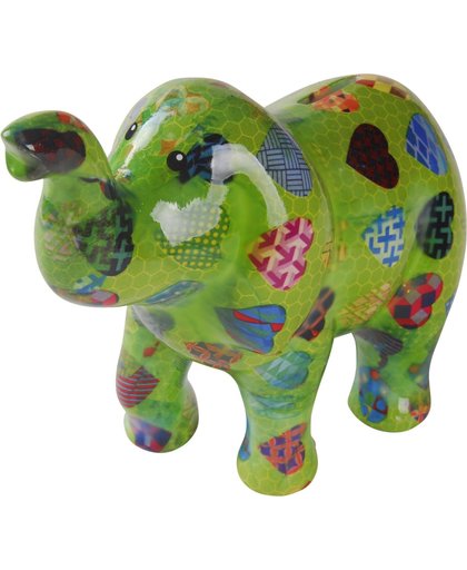 Elephant Zara spaarpot | olifant - groen met hartjes | Pomme pidou