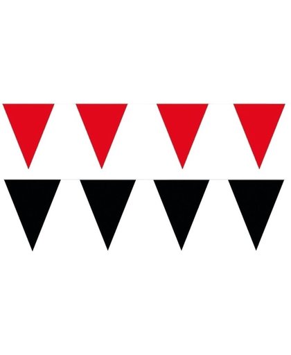 Zwart/Rode feest punt vlaggetjes pakket 60 meter