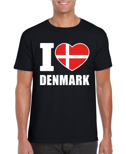 Zwart I love Denemarken/ Denmark supporter shirt heren - Deens t-shirt heren 2XL