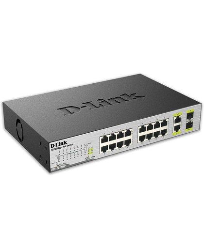D-Link DES-1018MP Onbeheerde netwerkswitch Fast Ethernet (10/100) Power over Ethernet (PoE) Zwart netwerk-switch