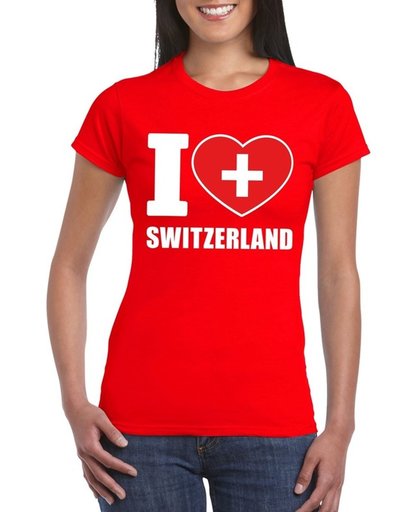 Rood I love Zwitserland/ Switzerland supporter shirt dames - Zwitsers t-shirt dames XL