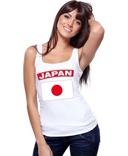 Japan singlet shirt/ tanktop met Japanse vlag wit dames L