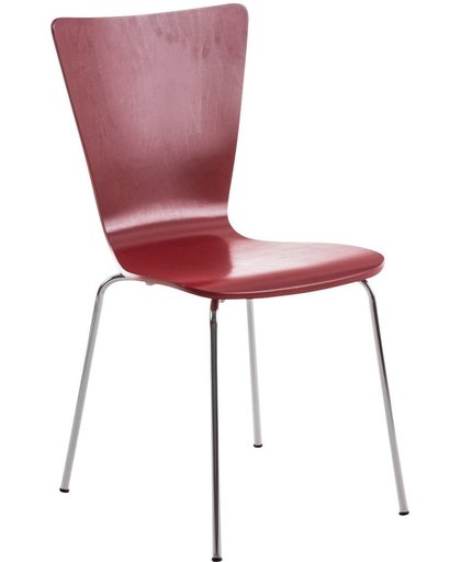 Clp Bezoekersstoel AARON  keukenstoel, conferentiestoel - met houten ergonomische zitting - rood