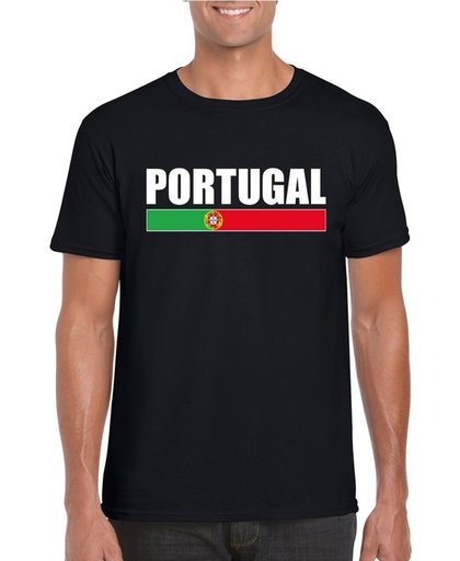 Zwart Portugal supporter t-shirt voor heren - Portugese vlag shirts L