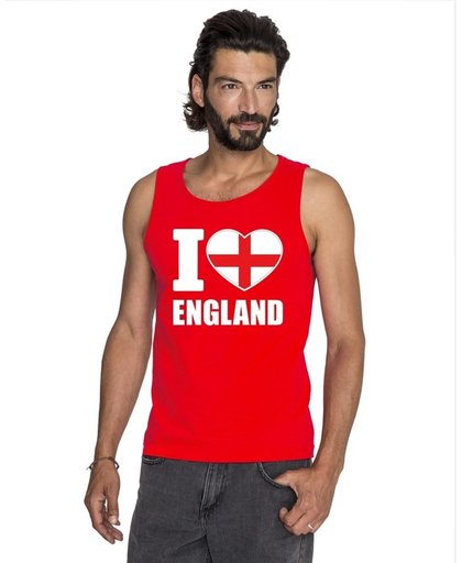 Rood I love Engeland supporter singlet shirt/ tanktop heren - Engels shirt heren S